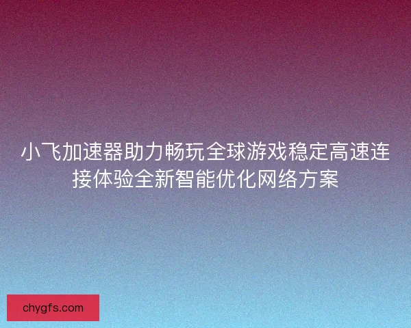 小飞加速器助力畅玩全球游戏稳定高速连接体验全新智能优化网络方案